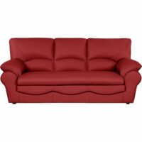 Canapé 3 places convertible en cuir rouge foncé--Rouge-Venesetti