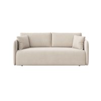 Canapé 3 places convertible en polyester beige clair--Beige-Mesonica