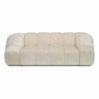 Canapé 3 places en tissu aspect velours beige-Tissu-Beige-Tendencio