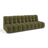 Canapé 3 places en tissu bouclette  vert olive-Tissu-Vert-Premium Interiors