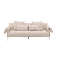 Canapé 3 places en tissu et métal - Beige-Métal-Beige-Vind