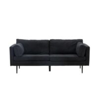 Canapé 3 places en tissu noir BIMYO polyester noir 203x90x84cm-Tissu-Noir-Meubles & Design