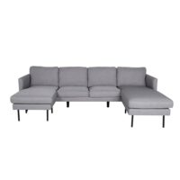 Canapé angle double en tissu gris-Tissu-Gris-Venture Home