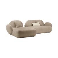 Canapé angle gauche 5 places en tissu bouclette beige-Tissu-Beige-CAMIF