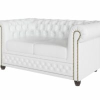 Canapé Chesterfield 2 places avec fonction lit en cuir végan