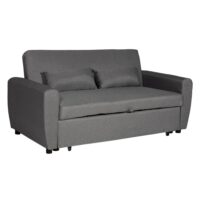 Canapé convertible 3 places en tissu gris-Tissu-Gris-Happy Garden