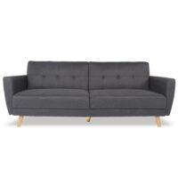 Canapé convertible 3 places en tissu gris foncé-Tissu-Gris-INTENSE DECO