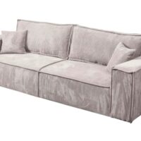 Canapé convertible 3 places en velours côtelé beige-Velours-Beige-Tendencio