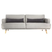 Canapé convertible 3 places uni polyester gris clair 214x86x83 cm--Gris-Home Maison