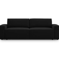 Canapé convertible avec coffre de rangement 3 places en velours noir-Velours-Noir-Micadoni Home