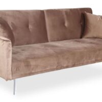 Canapé convertible clic-clac 3 places velours taupe-Velours-Taupe-Menzzo
