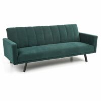 Canapé convertible en velours de polyester vert avec pieds en acier-Velours-Vert-MSO
