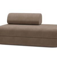 Canapé convertible et modulable 2 places en velours taupe-Velours-Taupe-kimo.