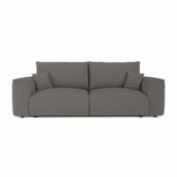 Canapé convertible express 3 places en tissu bouclette gris graphite-Tissu-Gris-Premium Interiors