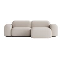 Canapé d'angle 3 places en tissu beige-Tissu-Beige-ATIO