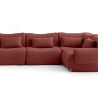 Canapé d'angle 4 places Tissu fine bouclette Rouge terracotta-Tissu-Rouge-MILYsofa