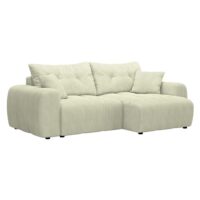 Canapé d'angle 5 places en velours-Velours-Beige-MOBILIER DECO 