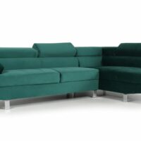 Canapé d'angle avec têtières relevables velours vert-Velours-Vert-Menzzo