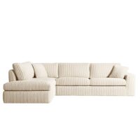 Canapé d'angle beige en tissu velours côtelé-Tissu-Beige-Pier import