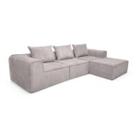 Canapé d'angle compressé en velours cotelé taupe 4 places-Velours-Marron-Now's Home
