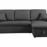 Canapé d'angle convertible 3 places en tissu gris-Tissu-Gris-Habitat & Jardin