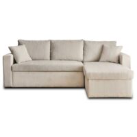 Canapé d'angle convertible 4 places en velours côtelé beige-Velours-Beige-Best Mobilier