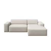 Canapé d'angle en polyester beige clair--Beige-Mesonica
