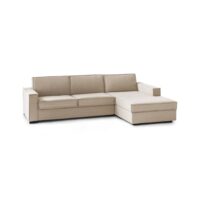 Canapé d'angle en tissu beige 140x95 cm-Tissu-Beige-Dmora