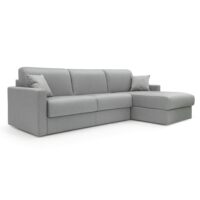 Canapé d'angle en tissu imperméable 288 cm gauche gris-Tissu-Gris-Divani.Store