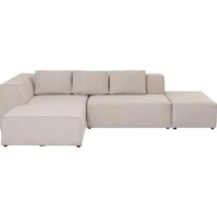 Canapé d'angle gauche 4 places en tissu crème-Tissu-Beige-Kare Design