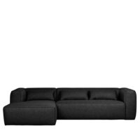 Canapé d'angle gauche 4 places en tissu style monobloc Gris anthracite-Tissu-Gris-WOOOD