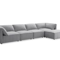 Canapé d'angle modulable en velours gris-Velours-Gris-DECO IN PARIS