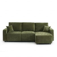 Canapé d'angle réversible convertible tissu 4 places vert-Tissu-Vert-Gaucet