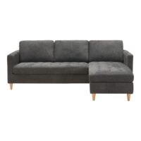 Canapé d'angle réversible en tissu gris foncé-Tissu-Gris-Moloo
