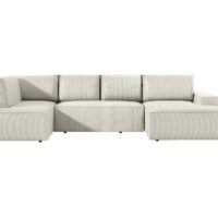 Canapé d'angle velours 8 places beige-Velours-Beige-vente-unique.com