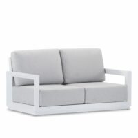 Canapé de jardin 2 places en aluminium blanc avec coussins gris-Aluminium-Blanc-Kerama