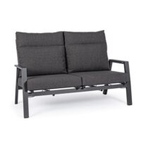 Canapé de jardin 2 places inclinable en textilène avec coussins-Lin-Gris-Konte.Design