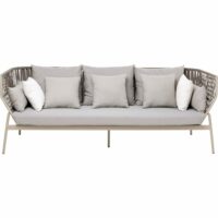 Canapé de jardin 3 places en polyester gris