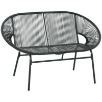 Canapé de jardin en polyrotin noir 2 places 132x72x83 cm--Noir-OKWISH