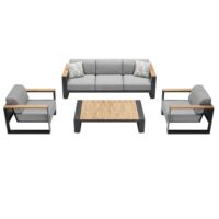Canapé de jardin haut de gamme gris anthracite L135