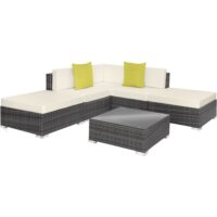 Canapé de jardin lounge en résine tressée avec cadre en aluminium gris-Aluminium-Gris-Tectake