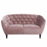 Canapé droit 2 places en velours capitonné l150 rose-Velours-Rose-Hellin