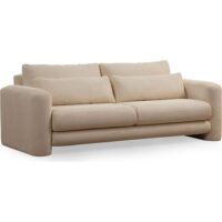 Canapé droit 3 places en velours côtelé beige-Velours-Beige-Homifab