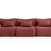 Canapé droit 3 places Tissu fine bouclette Rouge terracotta-Tissu-Rouge-MILYsofa