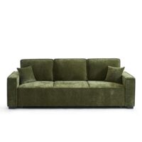 Canapé droit convertible en tissu 3 places vert-Tissu-Vert-Baita