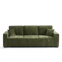 Canapé droit convertible tissu 3 places vert-Tissu-Vert-Gaucet