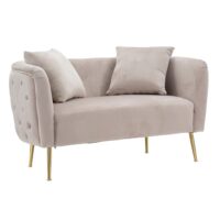 Canapé en tissu gris avec pieds dorés cm 127x74x71-Tissu-Gris-Mauro Ferretti
