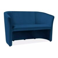 Canapé en velours bleu 2 places confort 126x60x76cm-Velours-Bleu-Meubles & Design