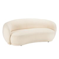 Canapé haricot 3 places en tissu bouclette écru-Tissu-Beige-MACABANE