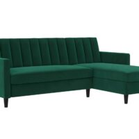 Canapé-lit 3 places avec rangement en velours vert foncé-Velours-Vert-Dorel Home
